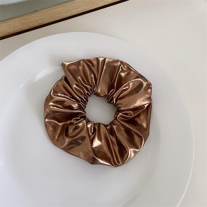 Y2k Scrunchies Metal Silver Color Medium Size Hair Tie Sweet Simple Elastic Hair Band Women Hair Accessories Daily Headwear