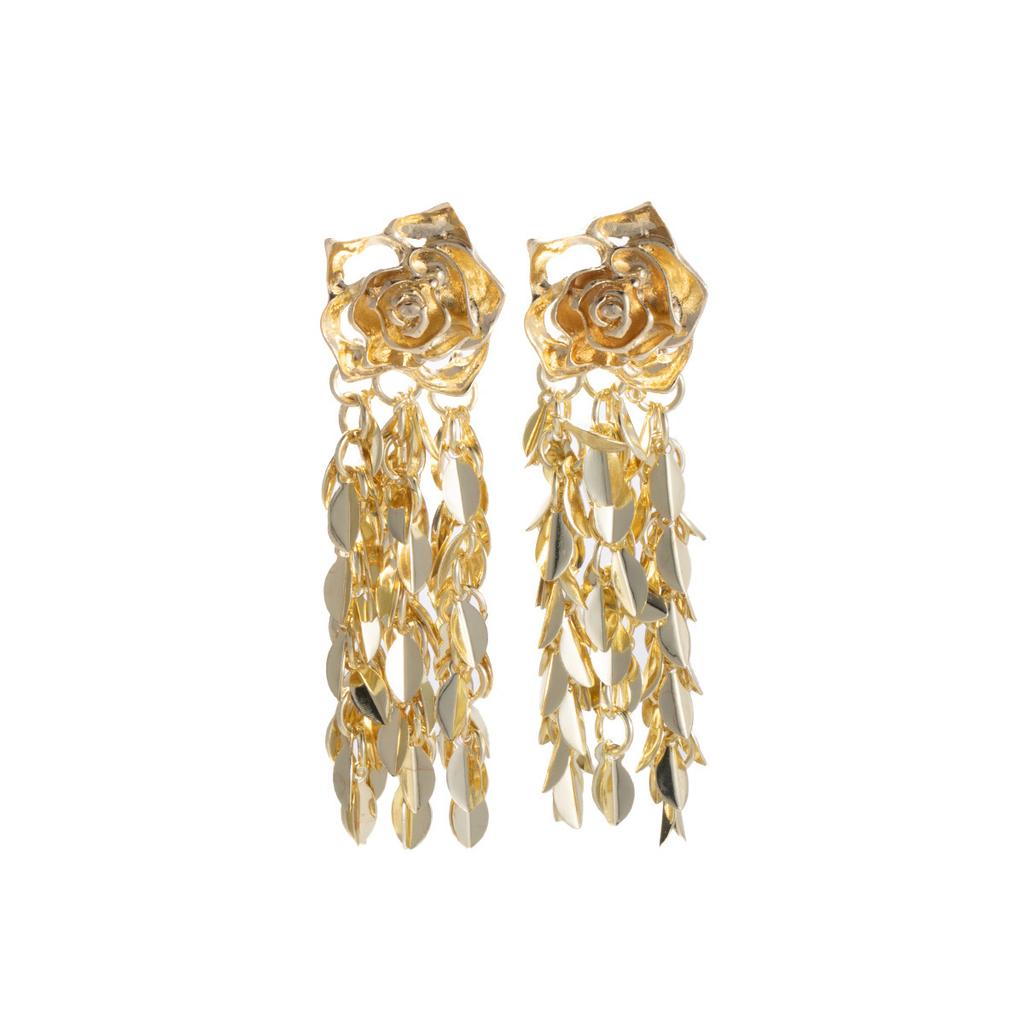 Retro Gold Rose Fringed Earrings Cold Wind Temperament Fashion Versatile Earrings