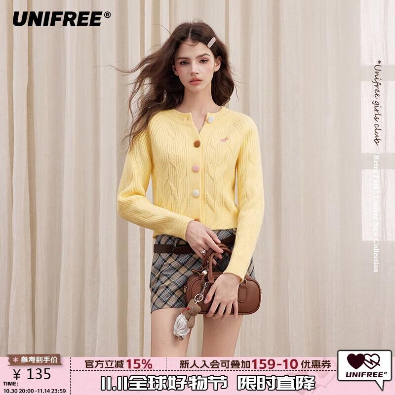 UNIFREE Sweet Bow Embroidered Short Knit Cardigan