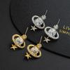 Sweet Cool Temperament Saturn Planet Zircon Earrings High-End Ins Style Light Luxury Delicate Earrings Jewelry Gift For Girls
