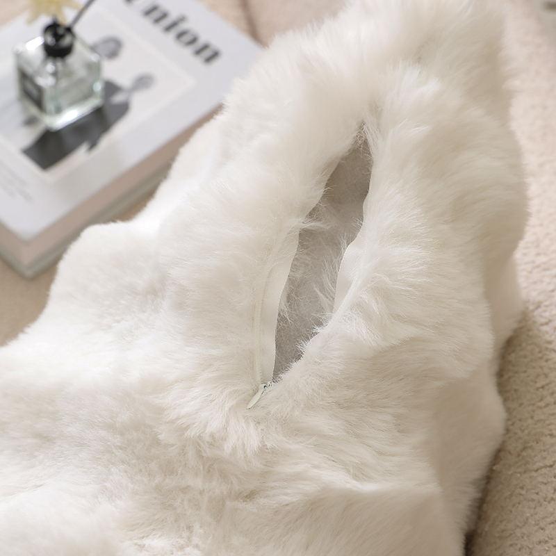 Faux Rabbit Fur Bubble Plush Cushion Cover Soft Fluffy Skin Friendly Decorative Square Rectangular Pillow Case for Sofa Couch Bedroom Home Decor