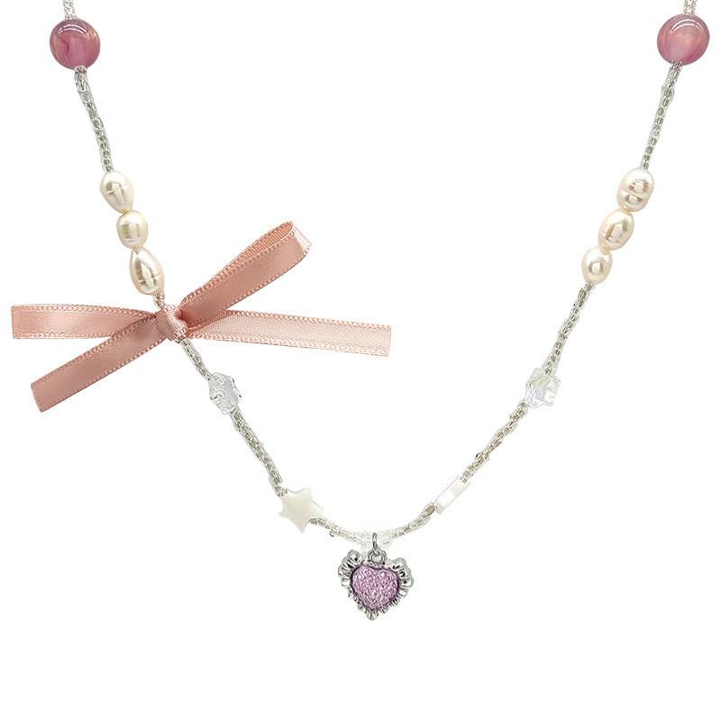 

IF ME звездное сердце бусины ожерелье для женщин девочек Y2K кристалл искусственный жемчуг ожерелья аксессуары ювелирные изделия