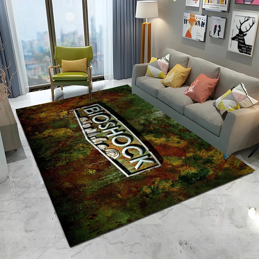 3D Retro BioShock Game Gamer HD Carpet Rug for Home Living Room Bedroom Sofa Doormat Decor,kids Play Area Rug Non-slip Floor Mat