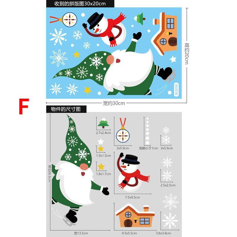 Christmas Stickers Santa Elk Snowman Pattern Glass Window Sticker Wall Decal for Home Christmas Decoration New Year Sticker