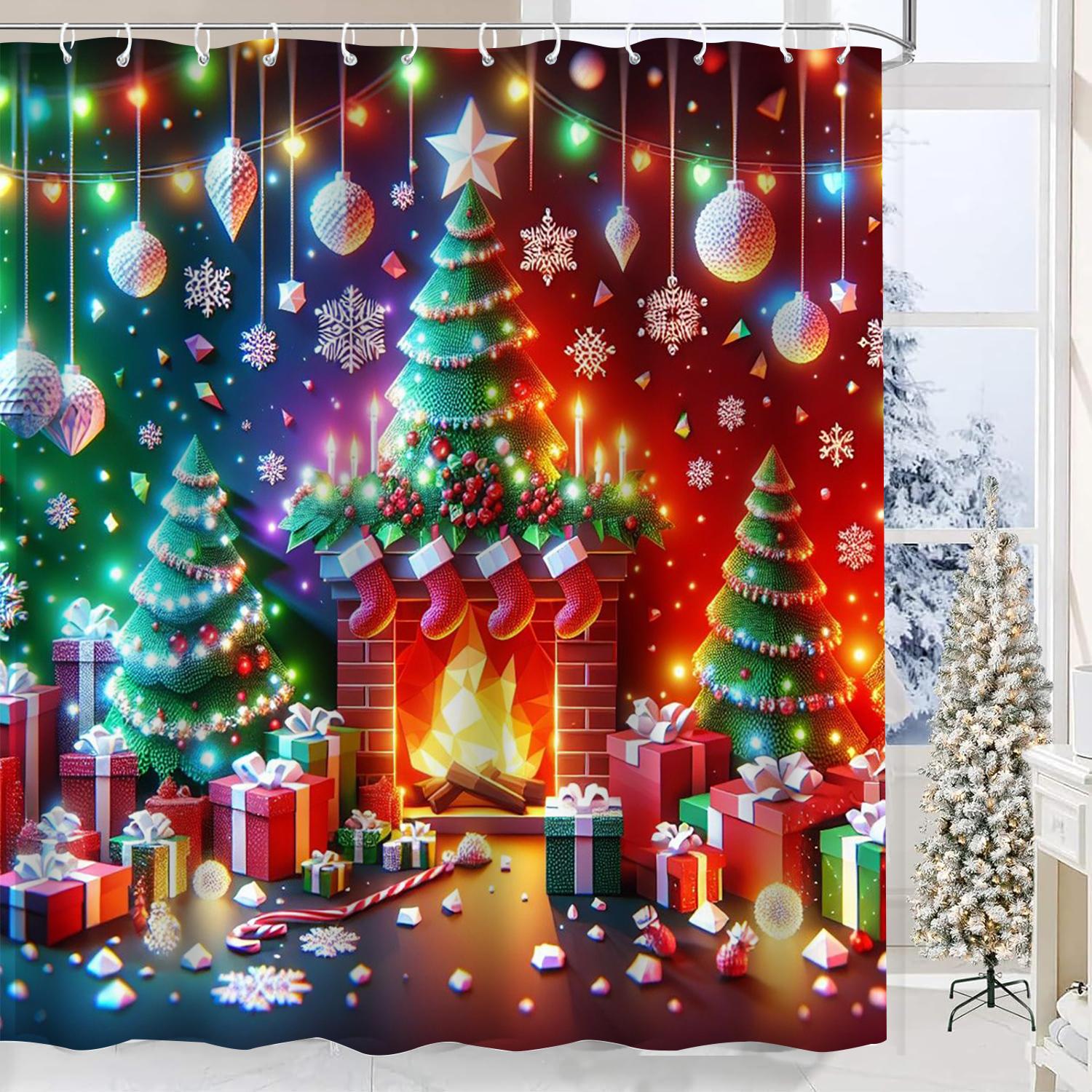 

С Рождеством ЕлкаЗанавеска для ванной комнаты и душа Водонепроницаемая тканевая занавеска для ванной с 12 крючками Подсолнух Домашний декор Бесплатная доставка 180X180cm