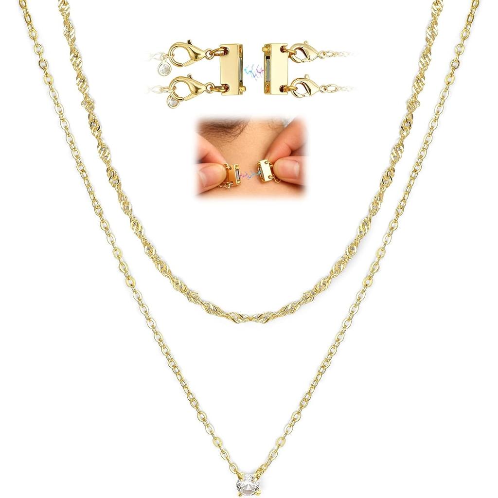 Bobisty Layered Necklaces for Women 14K Gold Plated Choker Dainty Necklace with 5A Cubic Zirconia Pendant Jewelry Birthday Gifts