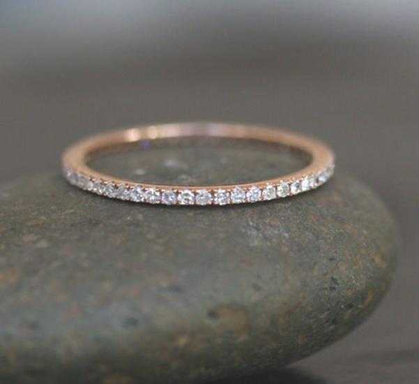 Δαχτυλίδι Μπάρα με Διαμάντια με Επίστρωση Ροζ Χρυσού για Ζευγάρια - Γυναικείο Στυλ με Υψηλές Πωλήσεις