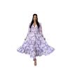 Women's Floral Boho Long Sleeve Maxi Dress V Neck Waist Swing Flowy Wedding Guest Dress Lightweight Maxi Spring Summer Party Boho Dresses for Women