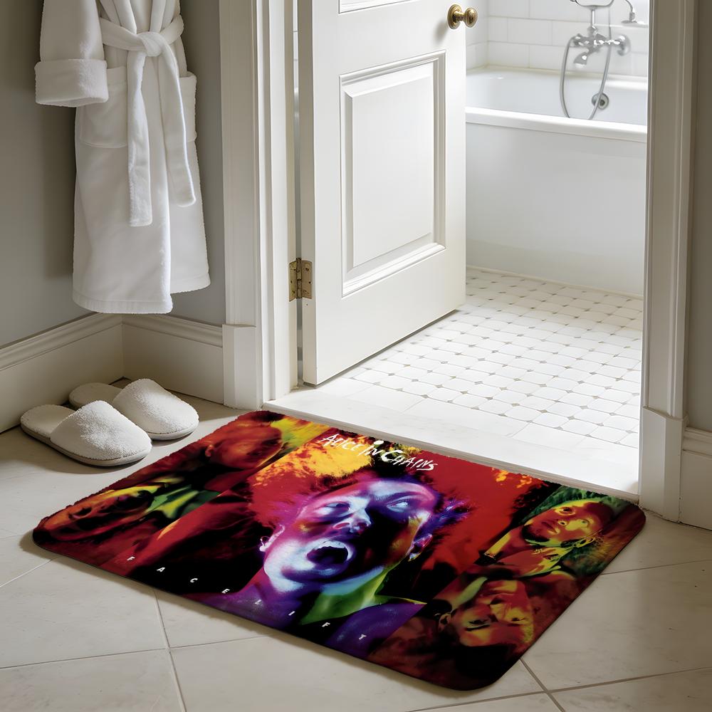 Retro Music Alice In Chains Floor Mat Soft Flannel Absorbent Mat Non-Slip Rug Home Bedroom Bathroom