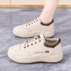 Women's Casual Leather Sneakers Lightweight Non-slip Platform Shoes Fashion Lace-up Walking Shoes