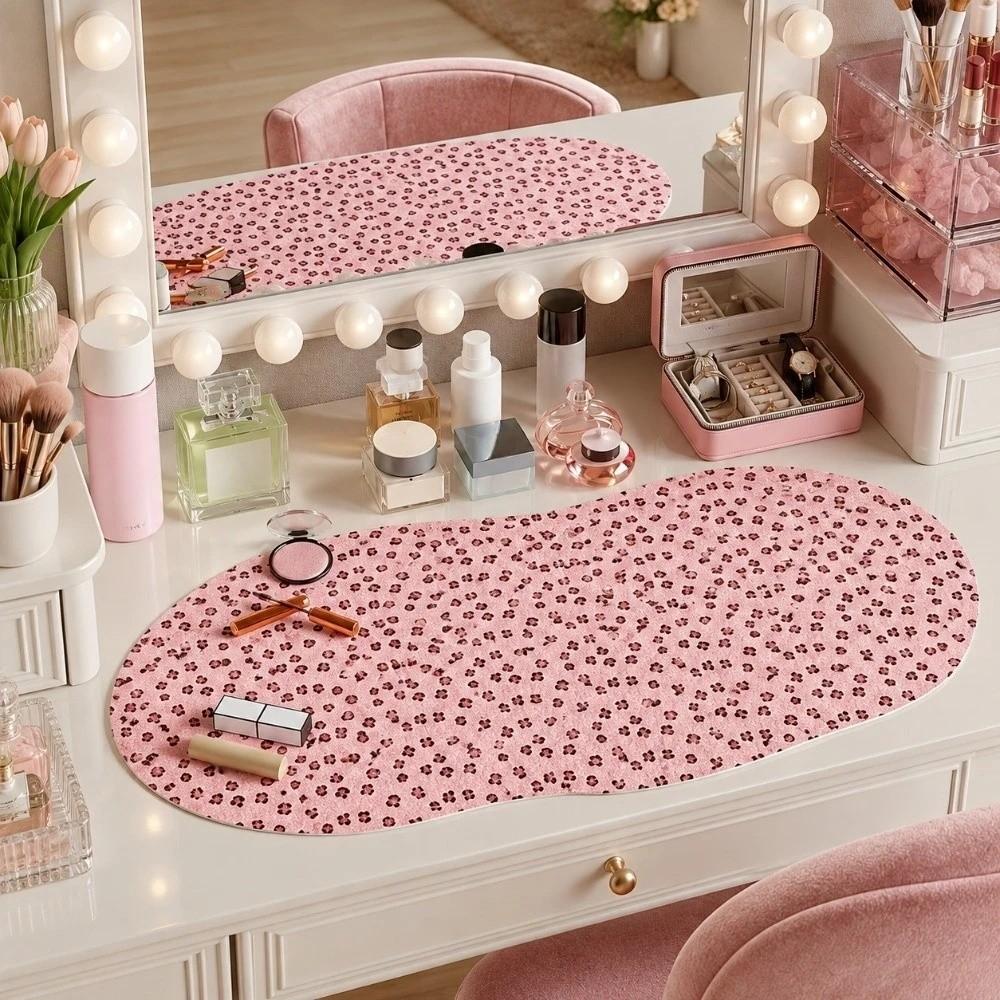 Pink 80CM Makeup Desk Mat Stain-resistant Desktop Decor Pad Office Desk Mat Vanity or Workspace