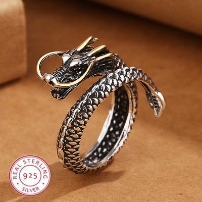 New 925 Silver Ring Vintage Dragon High Quality For Women Men Wedding Fine Jewelry Accessories Party Gift