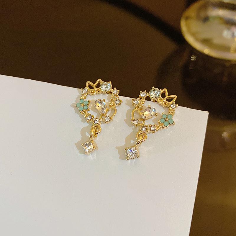 Summer Fresh Korea Style Cute Butterfly Flower Zircon Eardrop Earring For Women Girls Party Earring Jewelry Gifts Trending