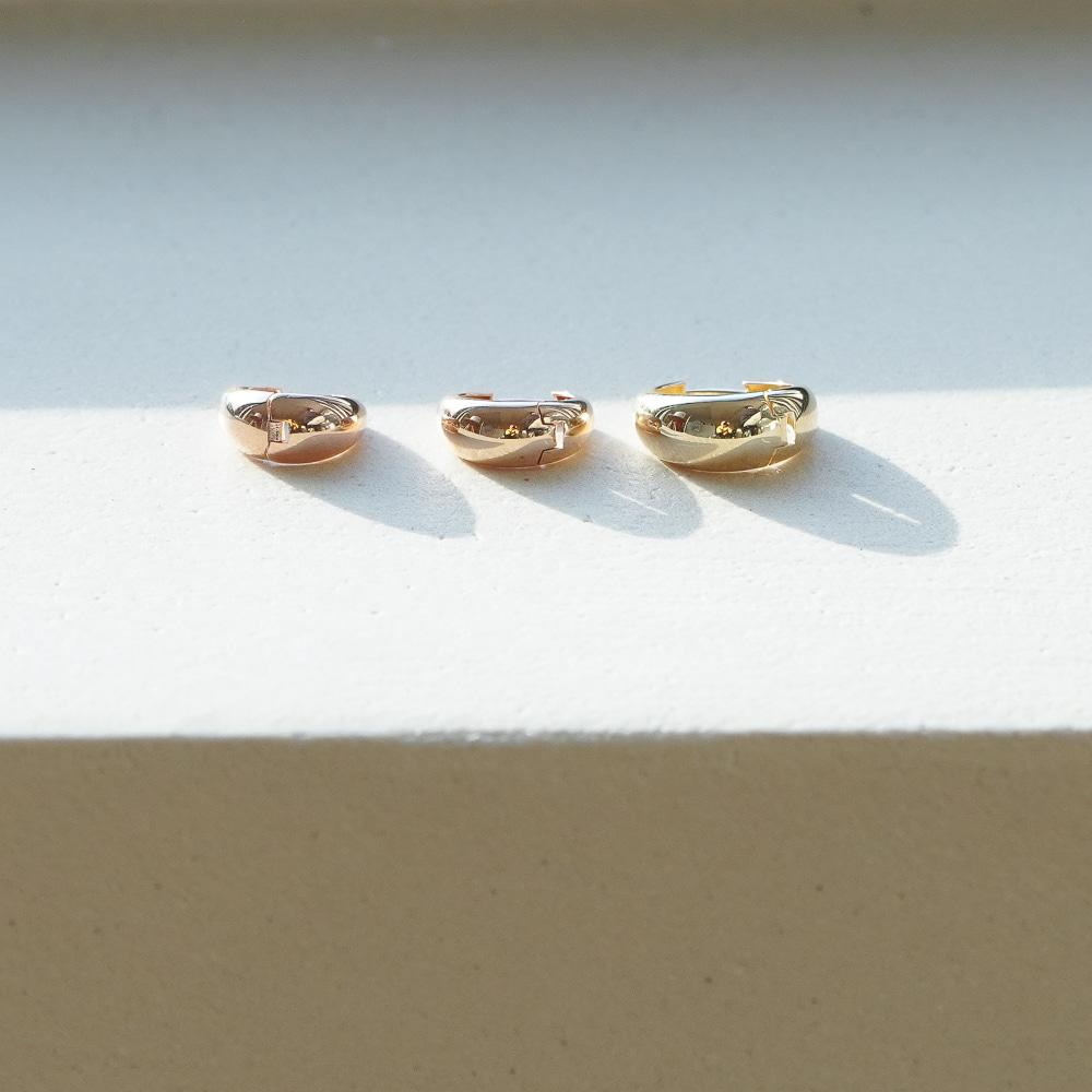 Alleun 14K 18K Teardrop One-Touch Ring Gold Earrings Bold Mini