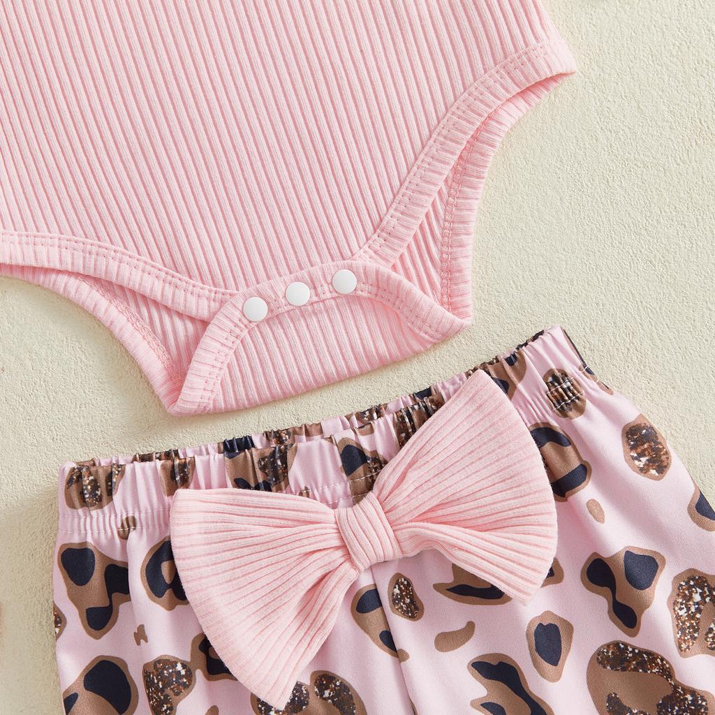 Citgeett Autumn Infant Baby Girl Fall Outfits Ruffle Long Sleeve Romper Leopard Pants Headband Casual Clothes