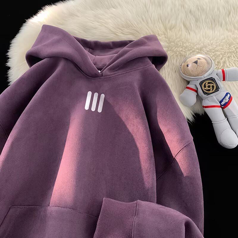 Unisex Heavyweight Fleece Hoodie With Letter Print Soft Suede-like Fabric Oversized Fit Winter Streetwear