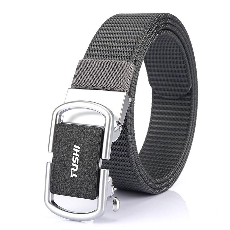 3.5cm Toothless Automatic Buckle Belt Men's Outer Nylon Casual Pants