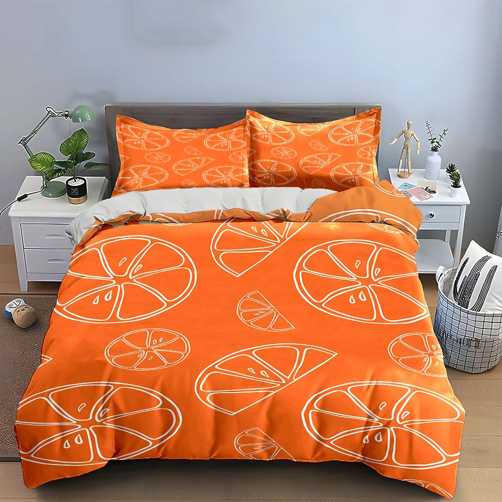 Set Biancheria da Letto Frutta Agrumata Arancia Copripiumino Federe (1 * Copripiumino 2 * Federe, senza piumino)