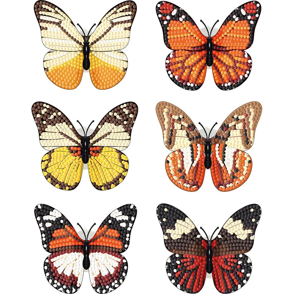 6 Pcs Butterfly DIY Creative Diamond Mosaic Sticker with Light DIY Decorative Stickers Making Kit for Arts and Crafts DIY Gifts