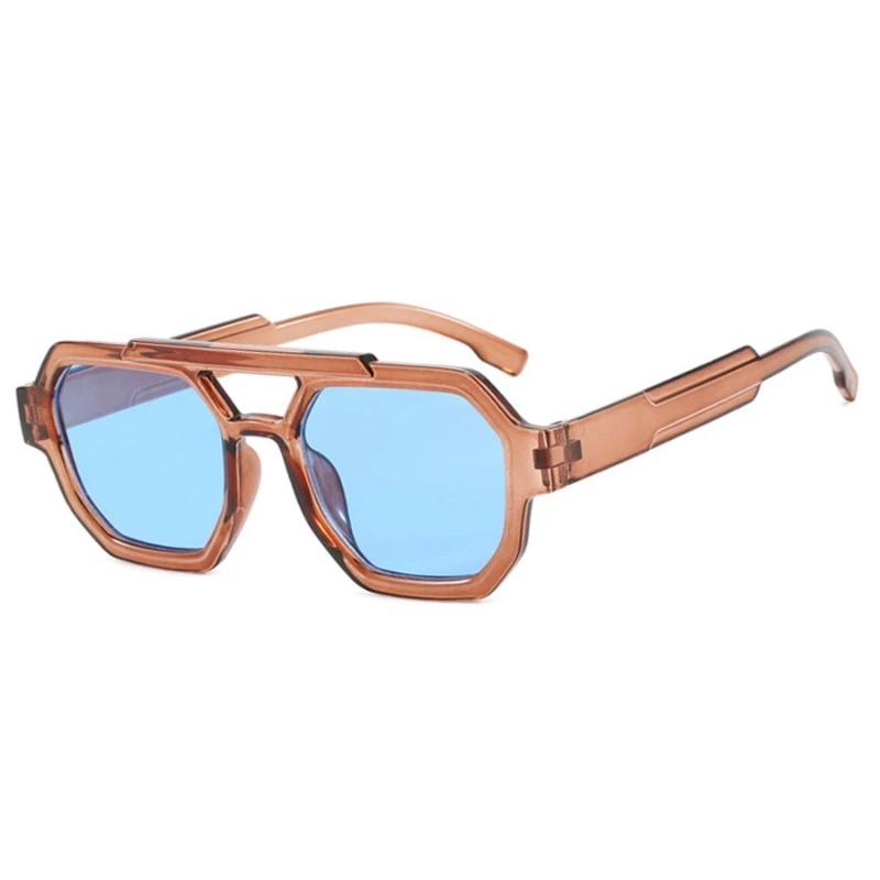 Vintage Men Double Bridges Polygon Square Sunglasses Fashion Women Luxury Designer Eyewear Men Glasses UV400