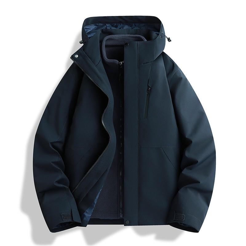Couple 3-in-1 Waterproof Jacket Solid Color Outdoor Casual Sport Coat Men Women