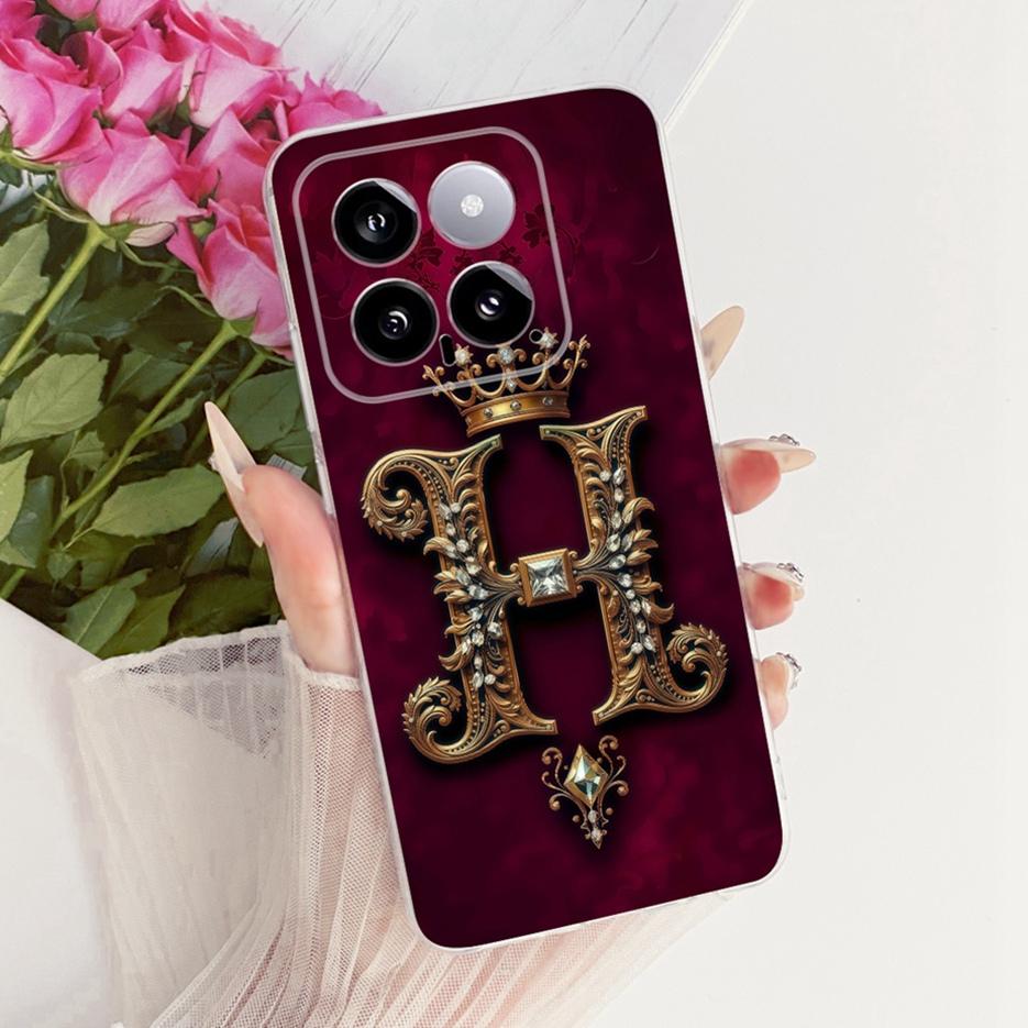 For Xiaomi Mi 14 Pro Case Cute Crown Letters Cover Clear Silicone Soft Slim Phone Case For Xiaomi 14 Pro Mi14 Pro 5G Fundas Bags