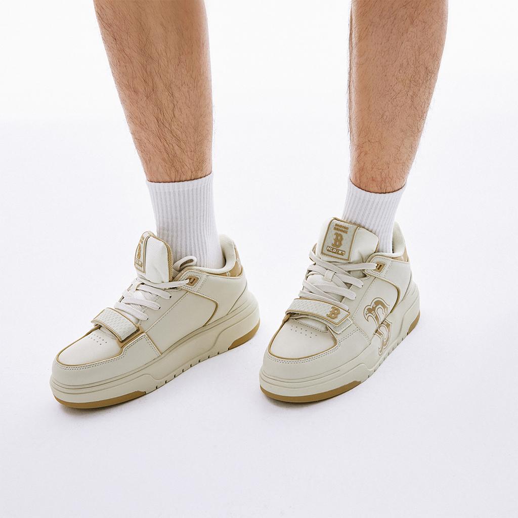 New MLB Chunky Liner Mid Top Skateboard Shoes Unisex Beige Yellow 3ASXLMC4N-43BGS