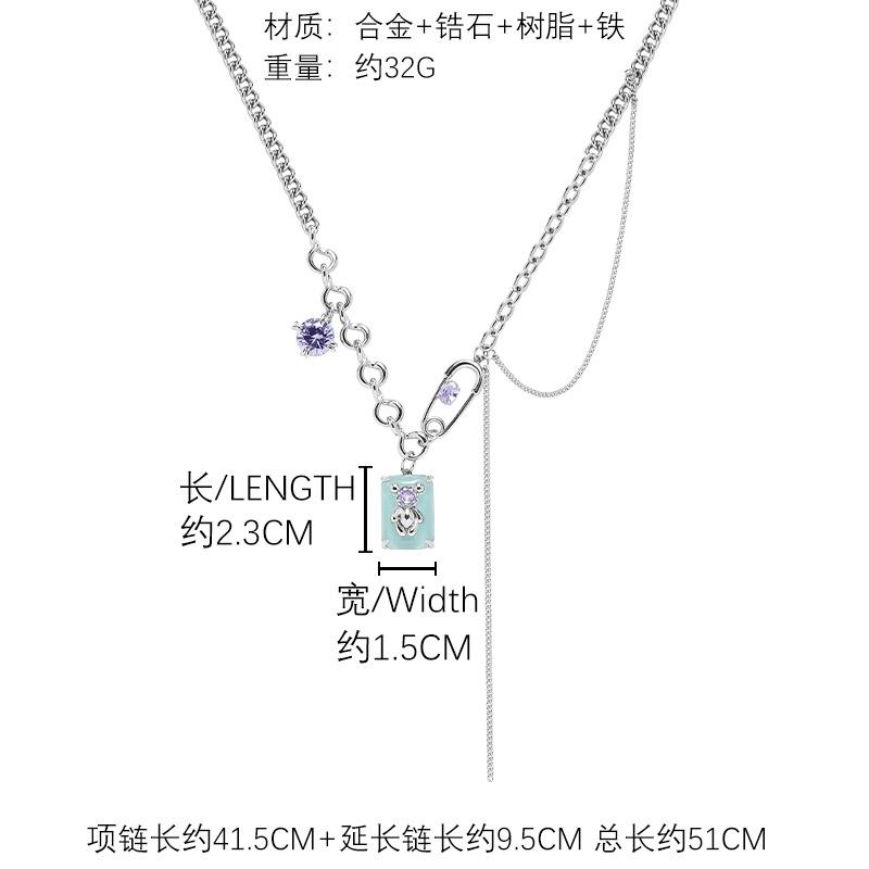 Новый квадратный синий бренд медведь ожерелье аксессуары ретро модный крутой цепочка на ключицу персонализированный модный геометрический кулон