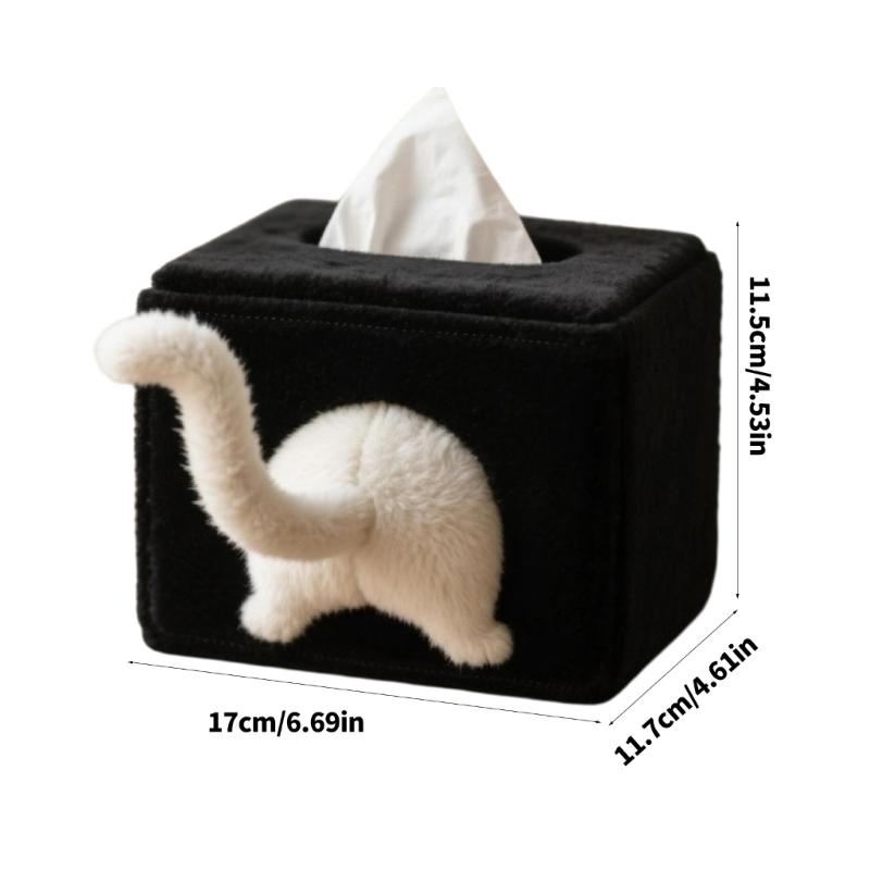 Lovely Cats Designs Fleece Fabric Tissue Box Holder For Home Storage And Small Accessories Organization