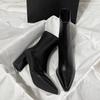 Year pointed thick heel commuting versatile thin boots high heel short boots show thin wind increase