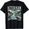 Ketchikan Alaska AK Vintage Grafisch Zalmhoofdstad Visserij T-shirt