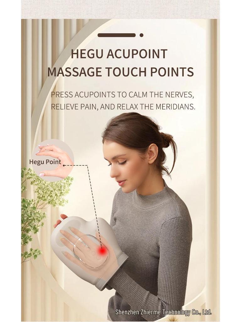 Electric Hand Massager with Air Pressure, Finger Kneading, Palm Meridian, and Acupoint Heating