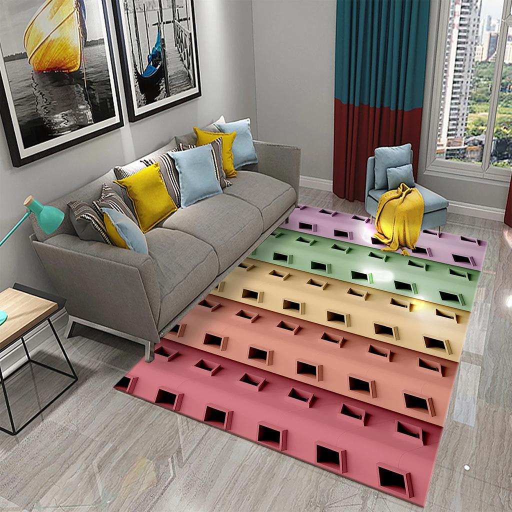 Kids Cartoon Carpet Colorful Graffiti Rug Teens Street Hip Hop Rectangle Area Rugs Bedroom Mats Flat Mat Living Room Door Mat