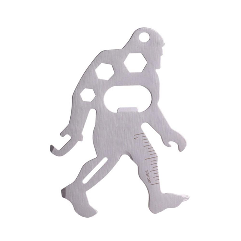 

1PC Stainless Steel Monkey & Sasquatch Survival Tool Card Keychain - Durable, Multifunctional, Rust-Resistant - Perfect for Outd срібний
