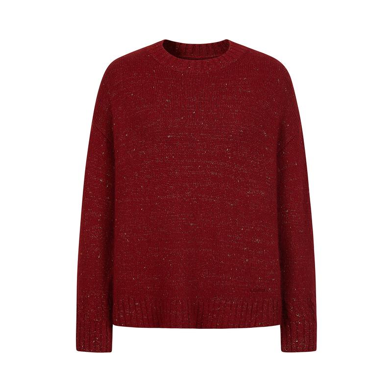 JUZUI Anna & Chou Women's Dropped Shoulder Red Lurex Knit Sweater