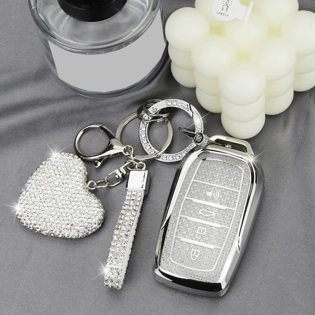 Key Fob Cover With Keychain Fit For Toyota Car Key Holder Compatible With Camry 2025, Venza -2024, RAV4 Prime, Land Cruiser, Fortuner, Grand