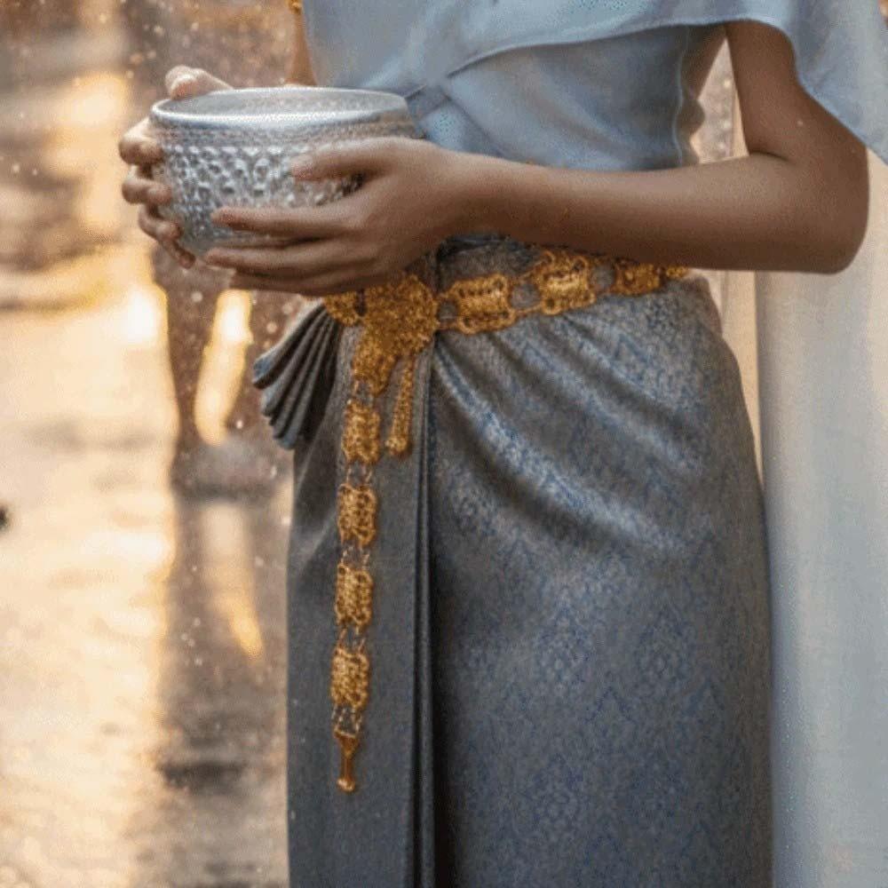 Retro Tassel Dai Ethnic Style Belt Metal Golden Waist Chain Thai Style Waistband for Gift