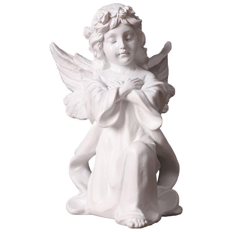Nordic Praying Angel Resin Figurine - Cute Angel Girl Desktop and Foyer Decor
