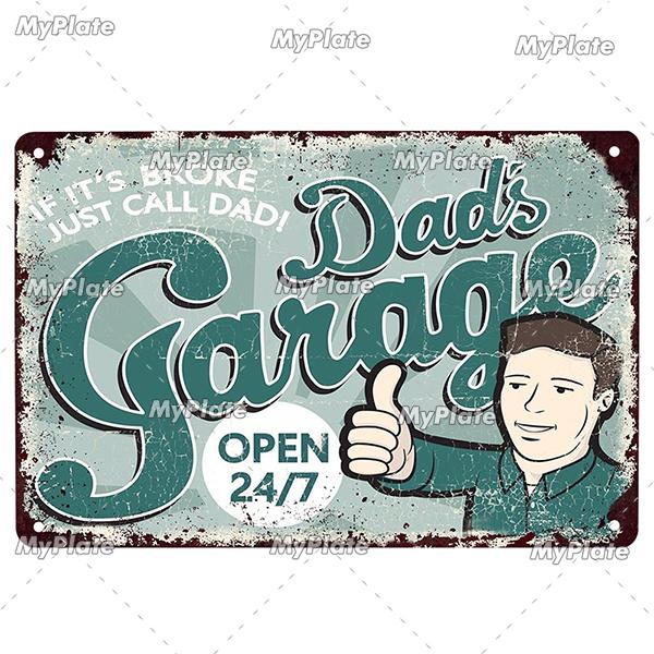 Garage Metallskylt Metallaffisch Plåtskylt Plack Metall Vintage Väggdekor för Bar Pub Motorcykelklubb Man Cave Tool Regler Affisch