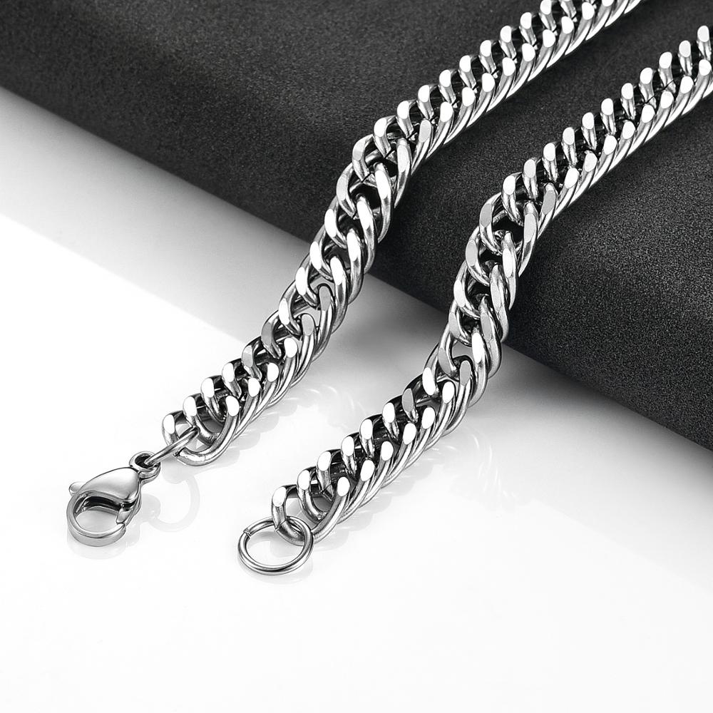 Basic Mens Stainless Steel Necklace Gold and Copper Color Chunky Link Cuban Curb Chain for Punk Hiphop Boy Choker Metal Jewelry