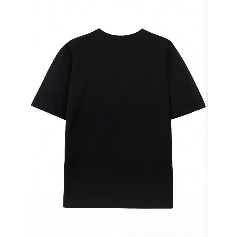 Europäische Größe Herren Zigzag Grafik T-Shirt - Baumwolle Lockere Passform, Schwarz mit Kräftigem Vintage Raucher für Mann & Stadtbild Print, Atmungsaktiver Ganztageskomfort