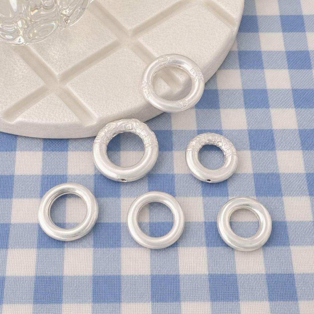 Sterling Silver Embossed Ping An Kou Ring with Chinese Style Hand-Braided Rope