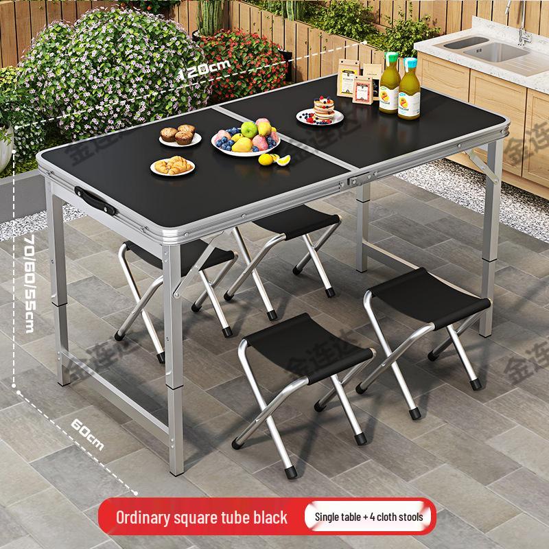 Portable Aluminum Folding Table for Outdoor Dining and Market Stalls - Adjustable and Compact