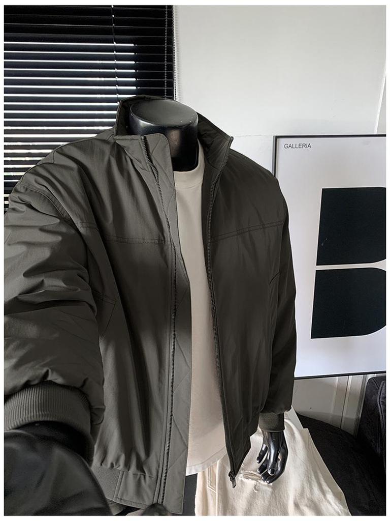 Herren High-End Baumwolle Workwear Bomberjacke - Stehkragen, Lässiger lockerer Coach-Stil für Herbst/Winter