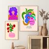 Colorful Boho Living Room Home Decor Positive Kind Girl Quote Poster Picture Wall Art Print Abstract Pink Flower Canvas Painting