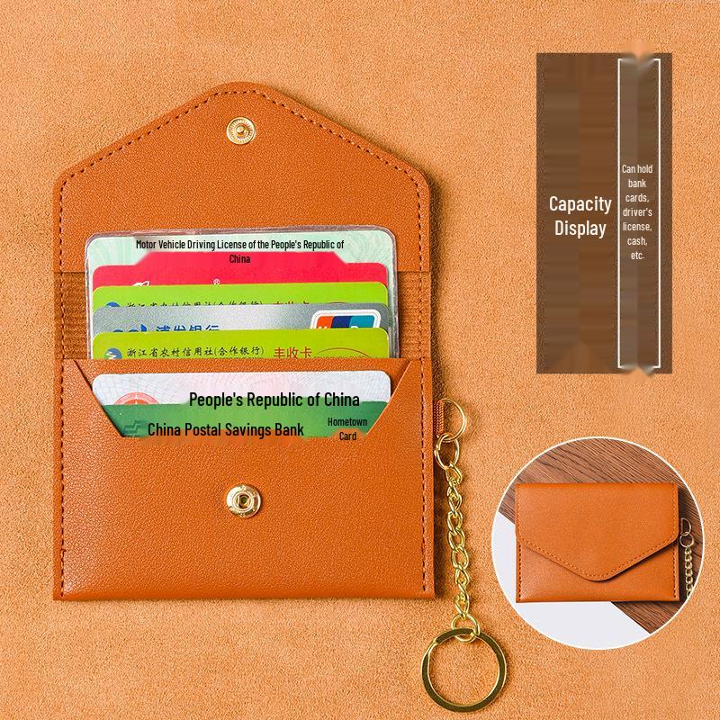 Women's Ultra-Thin Card Holder & Coin Purse Keychain - Compact Multifunctional ID & Business Card Organizer