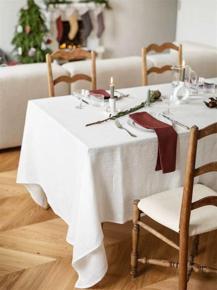 100%Linen Tablecloth, Natural Durable Material Rectangle Dust-Proof Table Cover,for Kitchen Dinning Party Tea Table Decoration