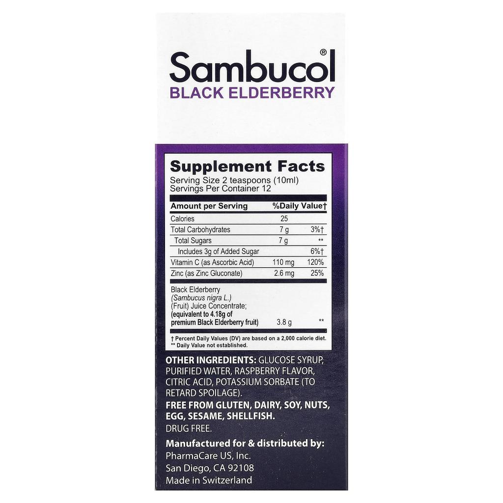 Black Elderberry Syrup, Advanced Immunity, Vitamin C + Zinc, 120Ml (4Fl Oz)