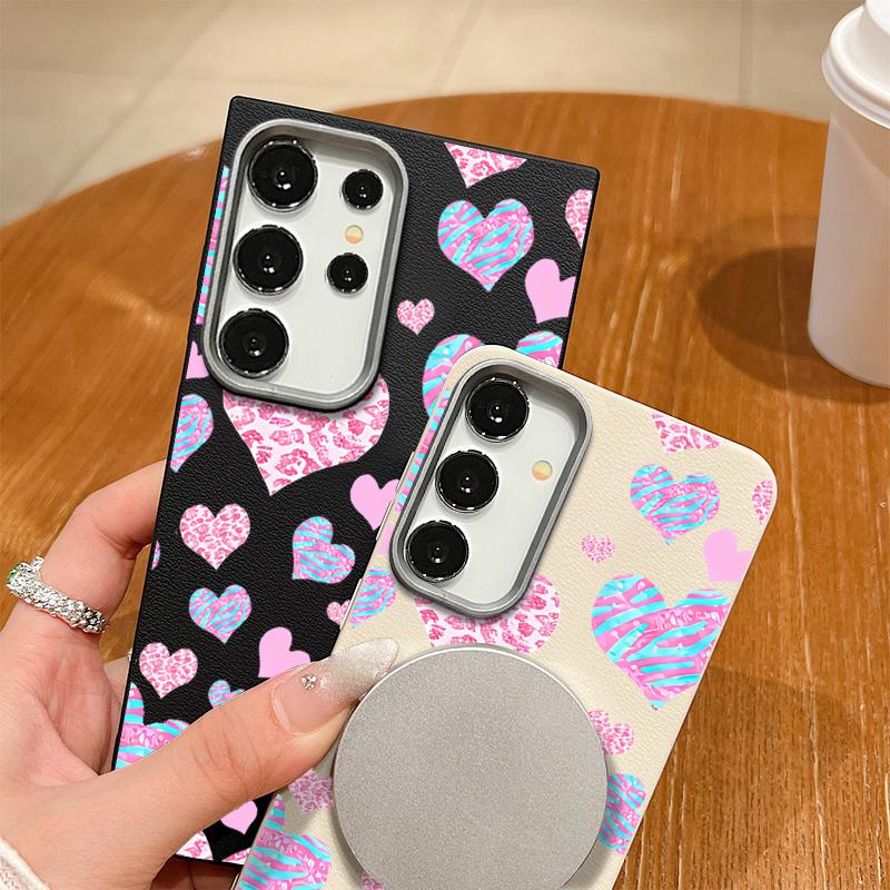 Cute Pink Love Hearts Case For Samsung Galaxy S25 Ultra Capa S24 Ultra S22 Ultra S23 Plus S21 FE S20 5G Magnetic Soft Case Cover