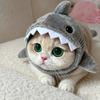 Cartoon Cat Shark Headdress Warm Plush Pet Cosplay Headwear Cat Decorative Hat  Winter Season